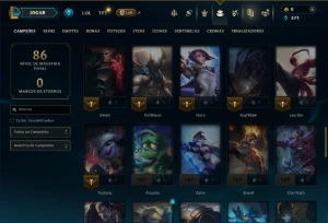 Ouro 4 com 65 Champs e 2 Skins - League of Legends LOL