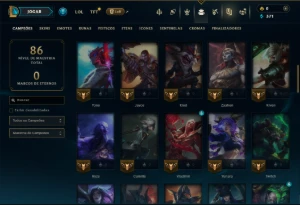 Ouro 4 com 65 Champs e 2 Skins - League of Legends LOL