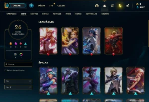 Conta unranked com 65 Champs e 26 Skins - League of Legends LOL