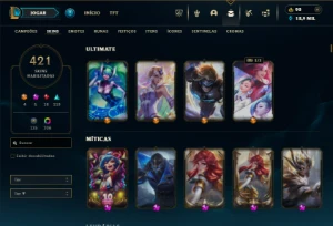 Esmeralda 3 com TODOS os champs e 421 Skins + 221 Cromas - League of Legends LOL