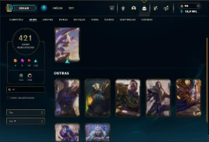 Esmeralda 3 com TODOS os champs e 421 Skins + 221 Cromas - League of Legends LOL