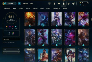 Esmeralda 3 com TODOS os champs e 421 Skins + 221 Cromas - League of Legends LOL