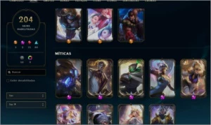 CONTA PRATA 1, LV 296, 204 SKINS. - League of Legends LOL