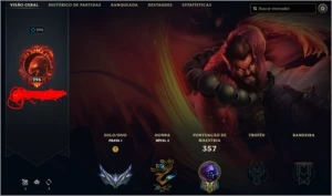 CONTA PRATA 1, LV 296, 204 SKINS. - League of Legends LOL