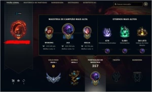 CONTA PRATA 1, LV 296, 204 SKINS. - League of Legends LOL