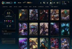 Platina 4 com 80 Champs e 63 Skins + 6 Prestigios - League of Legends LOL