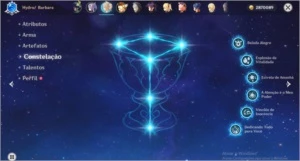 Conta Genshin impact com Xiao, Venti, Klee, Mona e Keqing
