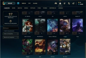 Conta ouro 4 com 34 Champs e 6 Skins + 2 Fragmentos - League of Legends LOL
