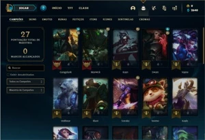Conta ouro 4 com 34 Champs e 6 Skins + 2 Fragmentos - League of Legends LOL