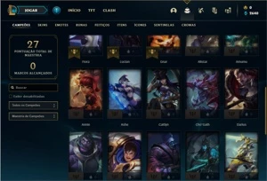 Conta ouro 4 com 34 Champs e 6 Skins + 2 Fragmentos - League of Legends LOL