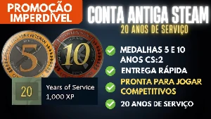 Conta Steam Antiga Medalhas 5 E 10 Anos - 20 Anos De Serviço - Counter Strike CS