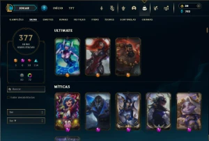 Esmeralda 3 com TODOS os champs e 377 Skins + 3 Prestigios - League of Legends LOL