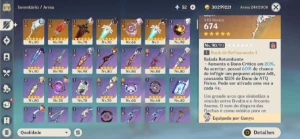 CONTA GENSHIN AR58 / 11x5 & 6 Armas 5★ / Hutao + Homa E MAIS - Genshin Impact