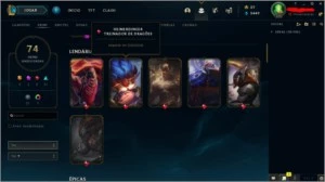 CONTA LOL 74 SKINS UNRANKED, GOLD 1 PASSADA COM ICONE PLAT - League of Legends