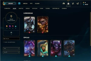 Conta Unranked com 36 Champs e 9 Skins - League of Legends LOL