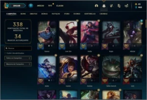 Conta ouro 1 com 102 Champs, 149 Skins + 1 Prestigio - League of Legends LOL