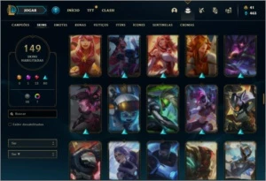 Conta ouro 1 com 102 Champs, 149 Skins + 1 Prestigio - League of Legends LOL