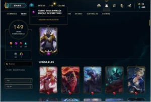 Conta ouro 1 com 102 Champs, 149 Skins + 1 Prestigio - League of Legends LOL