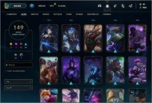 Conta ouro 1 com 102 Champs, 149 Skins + 1 Prestigio - League of Legends LOL