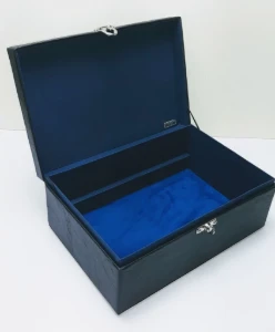 Estojo Grande Preto e Azul para Joias e Bijuterias - Artesanato e Personalizados