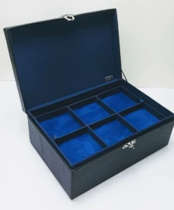 Estojo Grande Preto e Azul para Joias e Bijuterias - Artesanato e Personalizados