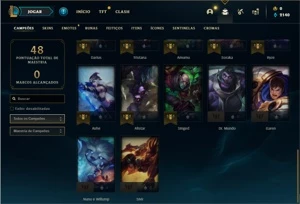 Conta ouro 3 com 32 Champs e 4 Skins + 4 Fragmentos de skins - League of Legends LOL