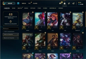 Conta ouro 3 com 32 Champs e 4 Skins + 4 Fragmentos de skins - League of Legends LOL