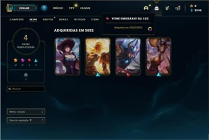 Conta ouro 3 com 32 Champs e 4 Skins + 4 Fragmentos de skins - League of Legends LOL