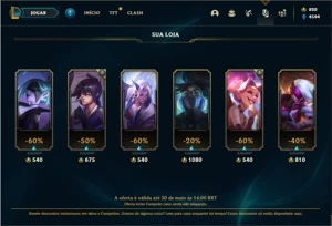 Conta bronze 1 com 32 Champs e 14 Skins + 820 RP - League of Legends LOL