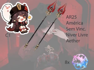 AR25 - Hutao C1 + Baculos de Homa R1 (2x) + 8 tiros - Genshin Impact