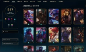 Conta Ouro, Todos os Champs, 247 Skins, 275 Icones, 79Cromas - League of Legends LOL