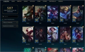 Conta Ouro, Todos os Champs, 247 Skins, 275 Icones, 79Cromas - League of Legends LOL