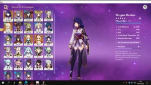 Conta RA 47 com Raiden Shogun, Keqing, Mona, Jean e Yoimiya. - Genshin Impact