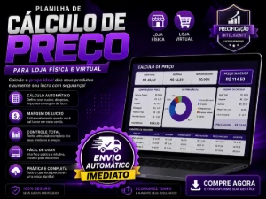 Planilha de Cálculo de Preço para Loja Física e Virtual - Planilhas e Dashboards