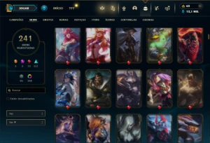 Ouro 4 com TODOS os champs e 241 Skins ( Nivel 623 ) - League of Legends LOL