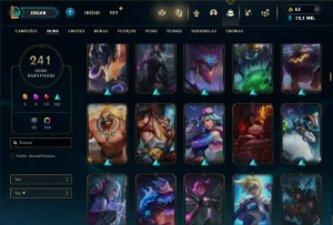 Ouro 4 com TODOS os champs e 241 Skins ( Nivel 623 ) - League of Legends LOL