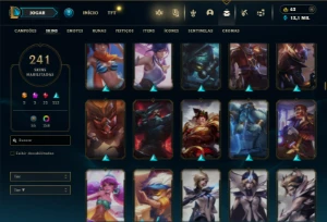 Ouro 4 com TODOS os champs e 241 Skins ( Nivel 623 ) - League of Legends LOL