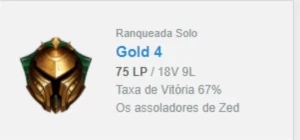 CONTA GOLD 4 MMR PLATINA 4 - League of Legends LOL