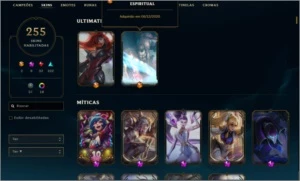 Conta league of legends, level 248, 255 skins LOL