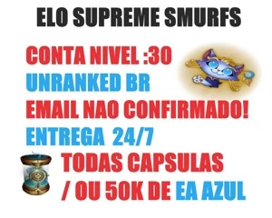 CONTA LOL SMURF UNRANKED ATÉ 70 MIL EA - League of Legends