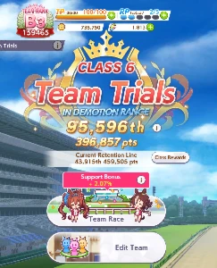 Uma Musume com Kitasan nv50 e classe 6 no Team Trial - Outros