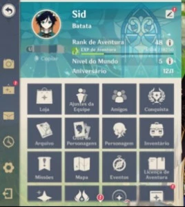 Conta Genshin Impact✨️