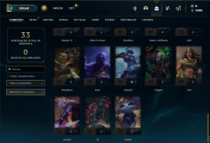 Esmeralda 1 com 43 Champs e 7 Skins + 9 Fragmentos - League of Legends LOL