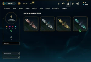 Esmeralda 1 com 43 Champs e 7 Skins + 9 Fragmentos - League of Legends LOL