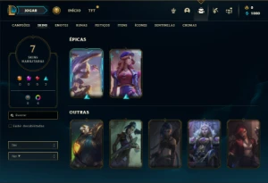 Esmeralda 1 com 43 Champs e 7 Skins + 9 Fragmentos - League of Legends LOL