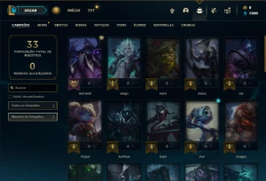 Esmeralda 1 com 43 Champs e 7 Skins + 9 Fragmentos - League of Legends LOL