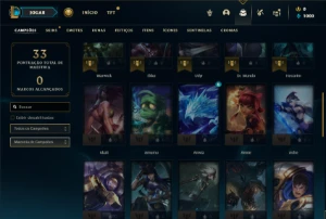 Esmeralda 1 com 43 Champs e 7 Skins + 9 Fragmentos - League of Legends LOL