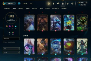 Platina 1 com TODOS os champs e 195 Skins ( Nivel 684 ) - League of Legends LOL