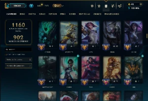 Platina 4 com TODOS os Champs e 562 Skins +4 Prestigios - League of Legends LOL