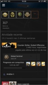 CONTA CS GO lv 15 gc SUPREMO 2500 hrs 4 medalhas - Counter Strike